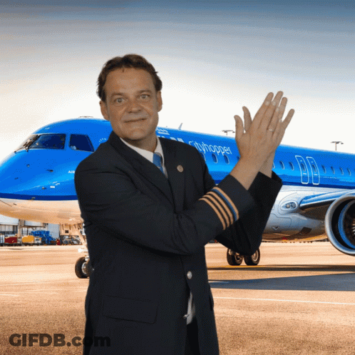 Pilot And Blue Cityhopper Airplane GIF
