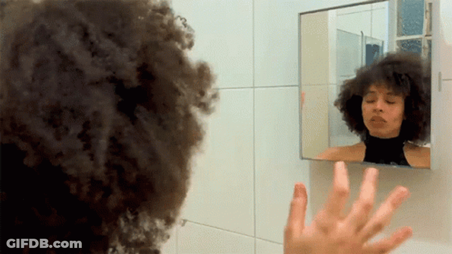 Pimple Popping Shocked Lady Looking At Mirror GIF