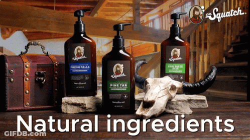 Pine Tar Lotion And Fresh Falls Bottles GIF