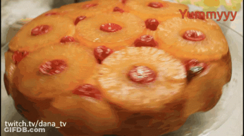 Pineapple Cherry Cake Saying Yummyyy GIF