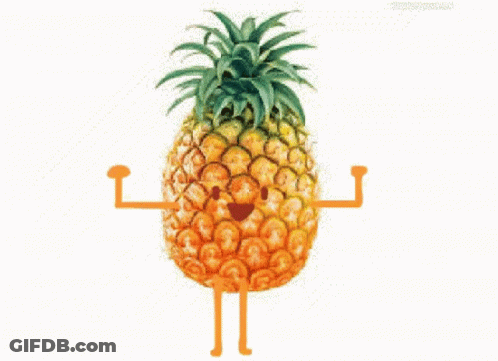Pineapple With Arms Legs And Smiley Face GIF