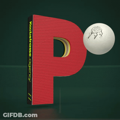 Ping Pong Ball With Brain On Red Letter P GIF