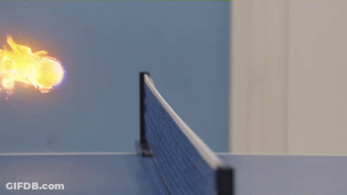 Ping Pong Ball With Flames Hitting Net GIF