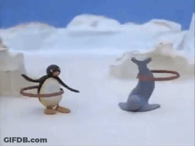 Pingu And Seal Hula Hoop GIF