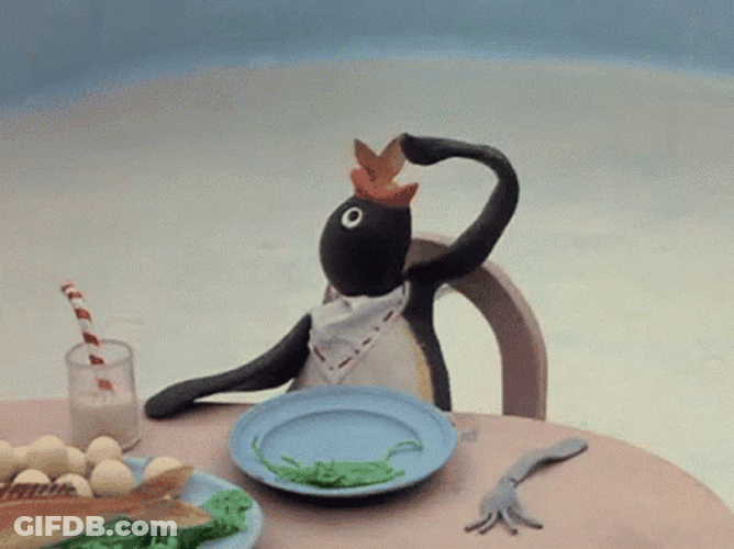 Pingu Eating Fish GIF