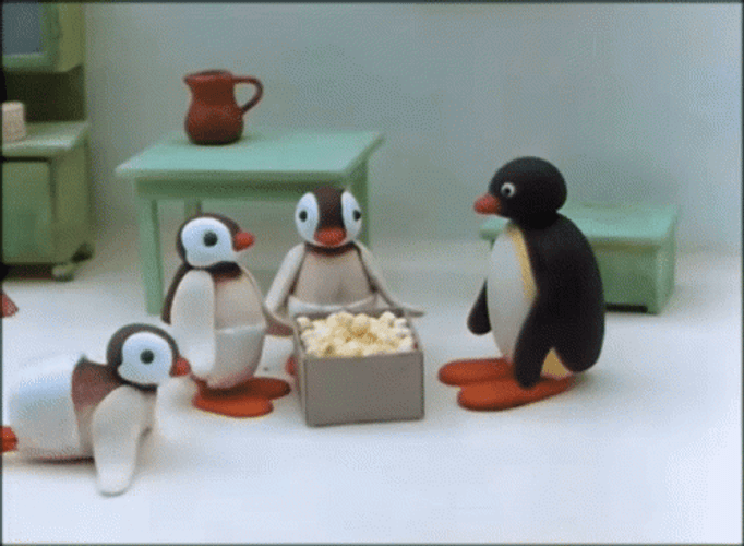Pingu Eating Popcorn GIF