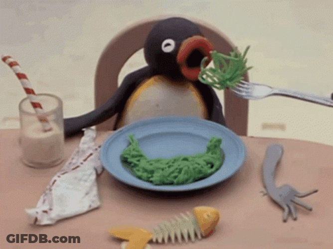 Pingu Eating Weeds GIF