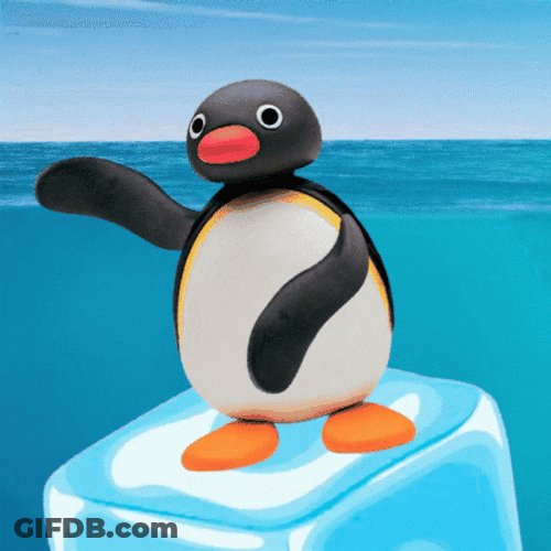 Pingu Floating On Ice GIF