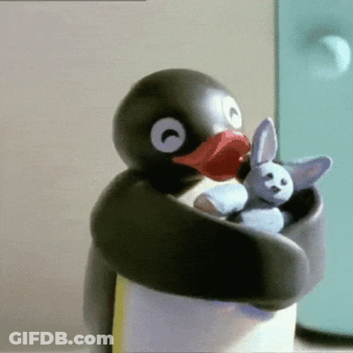 Pingu Hugging Stuffed Toy GIF