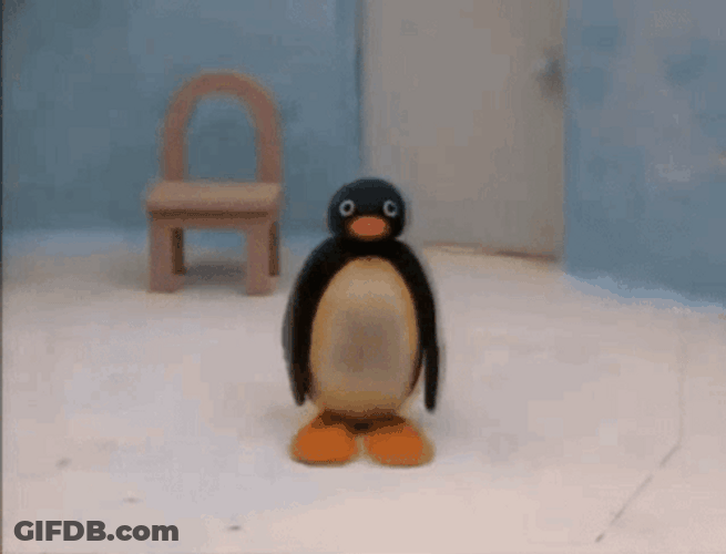 Pingu Jumping With One Foot GIF