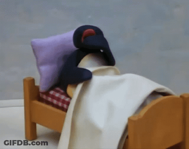 Pingu On Bed Yawning GIF