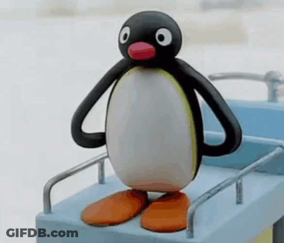 Pingu On Diving Platform GIF