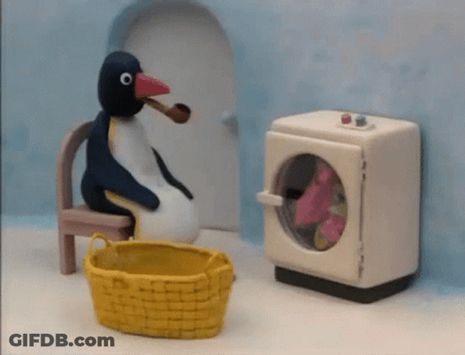Pingu Waits His Laundry GIF