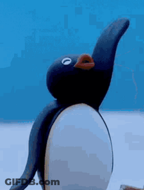 Pingu Waving Hands GIF