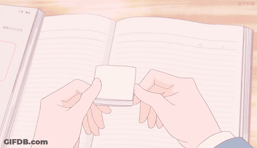 Pink Aesthetic Anime Folded Note GIF