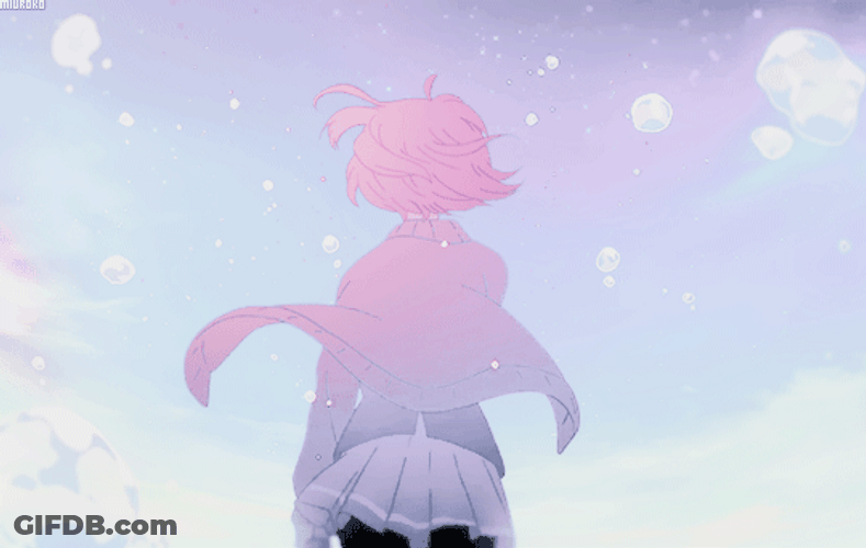 Pink Aesthetic Anime Girl Bubbles GIF