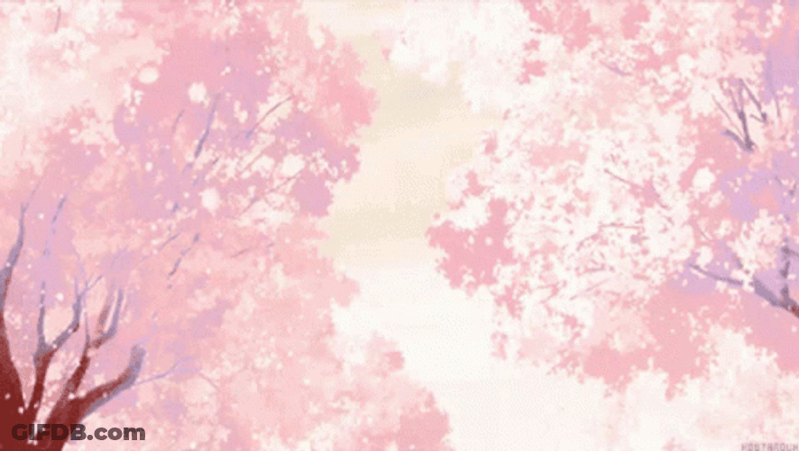 Pink Aesthetic Anime Sakura Trees GIF