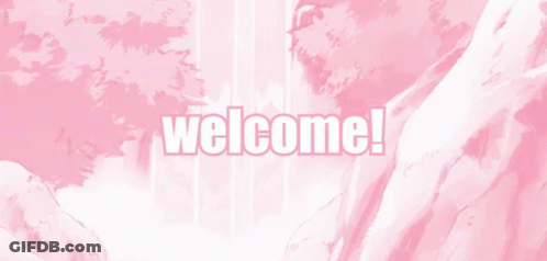 Pink Aesthetic Anime Waterfall Welcome GIF
