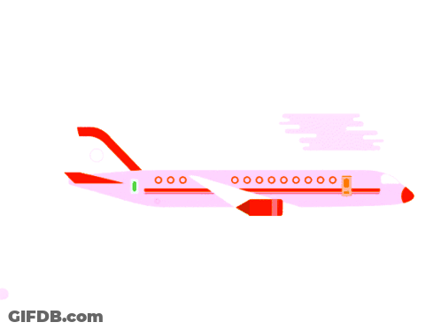 Pink Airplane With Red Tail Flying GIF