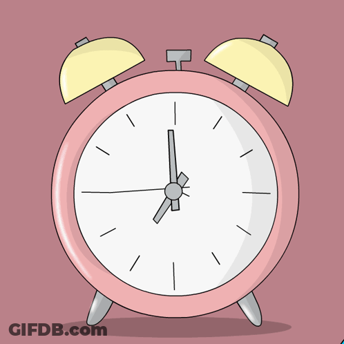 Pink Alarm Clock Showing Almost 5:00 GIF