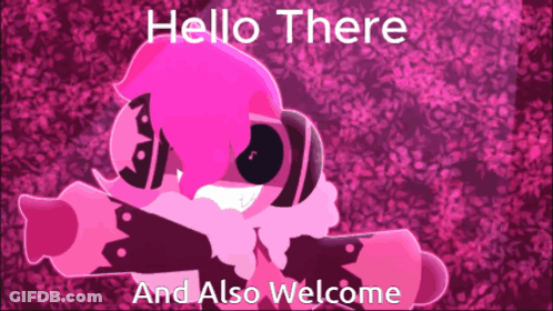 Pink And Black Cartoon Character Hello There Welcome GIF