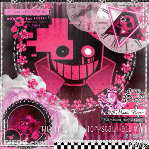 Pink And Black Collage With Crystal Hell Mix GIF