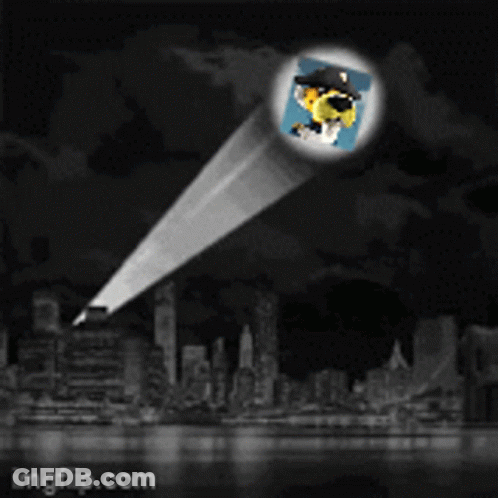 Pink And Blue Batman Logo Surrounded By Green Stars GIF