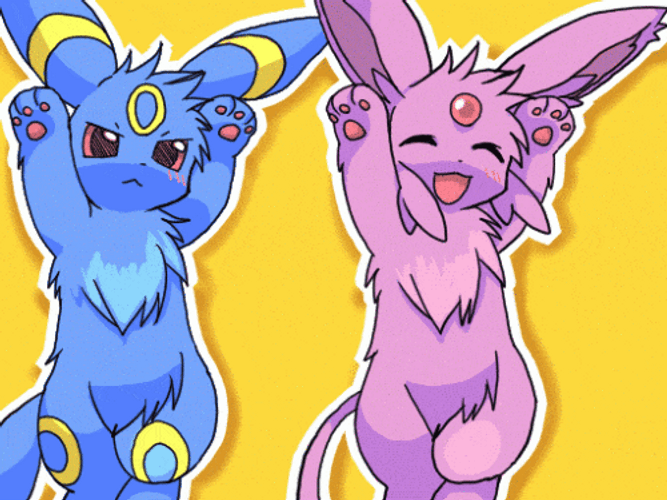 Pink And Blue Espeon Cute Dance GIF