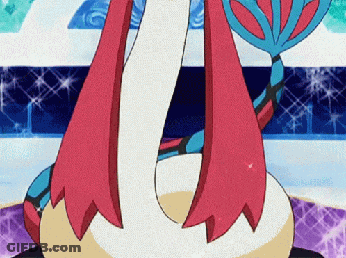 Pink And Blue Feathered Cartoon Tail GIF