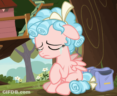 Pink And Blue Pony With Swirl Hair Crying GIF