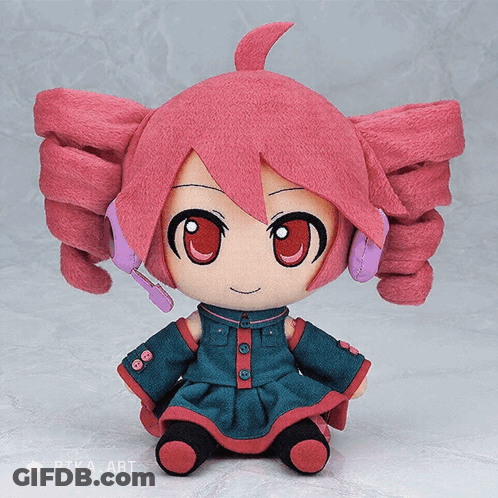 Pink And Blue Stuffed Animal With Pika Art GIF