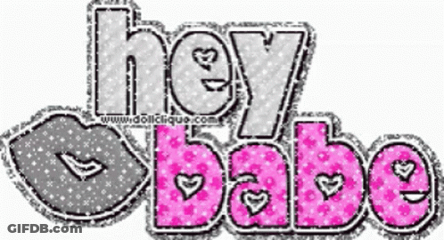 Pink And Gray Logo Hey Babe GIF