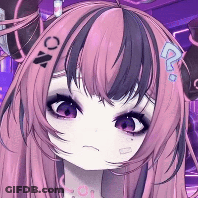 Pink And Purple Anime Girl With Horns And Question Mark GIF