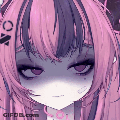 Pink And Purple Anime Girl With Triangle On Forehead GIF
