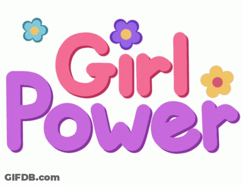 Pink And Purple Girl Power Logo With Flowers GIF