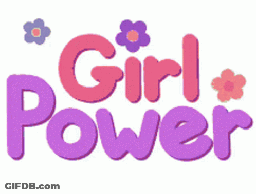 Pink And Purple Girl Power Logo With Flowers GIF