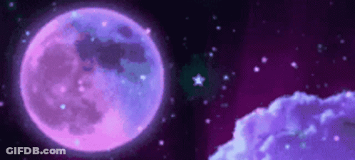 Pink And Purple Moon Pixel Art Night Sky GIF