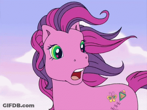 Pink And Purple Pony With Butterfly Tattoo GIF