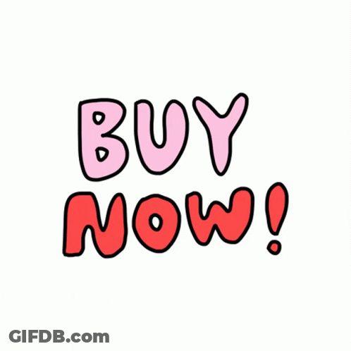 Pink And Red Sticker Saying Buy Now GIF