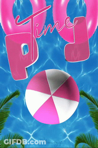 Pink And White Beach Ball With Time GIF