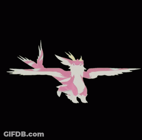 Pink And White Bird Silhouette On Black GIF