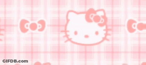 Pink And White Checkered Hello Kitty Pattern GIF