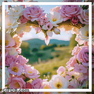 Pink And White Flower Heart GIF