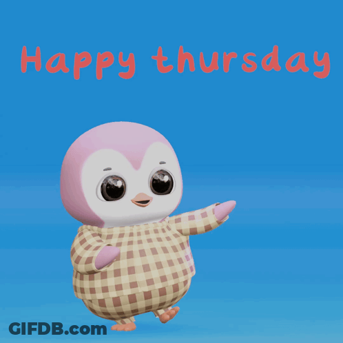 Pink And White Penguin Says Happy Thursday GIF