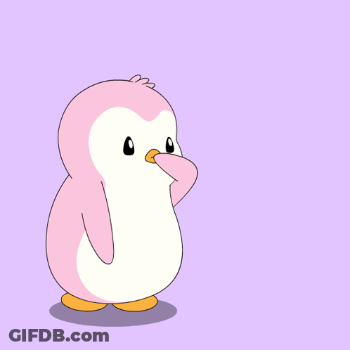 Pink And White Penguin Surrounded By Pink Hearts GIF