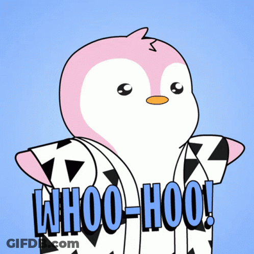 Pink And White Penguin Whoo-Hoo GIF