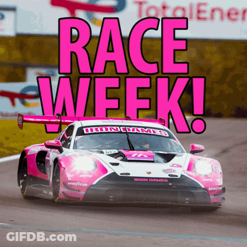 Pink And White Race Car Saying Race Week GIF