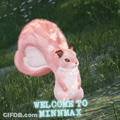 Pink And White Squirrel Saying Welcome To Minnmax GIF