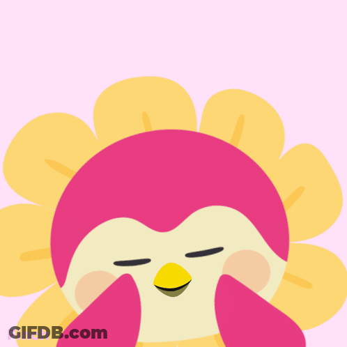 Pink And Yellow Bird Saying I'm Cute GIF