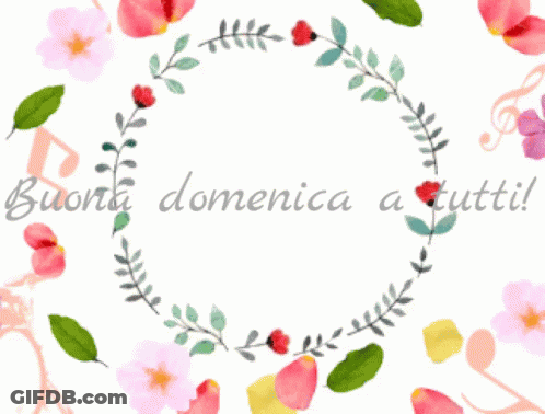 Pink And Yellow Flower Wreath Buona Domenica A Tutti GIF